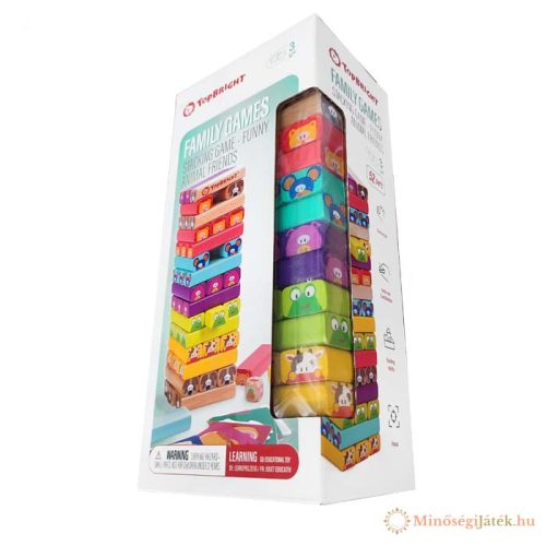 Színes állatfigurás leboruló torony