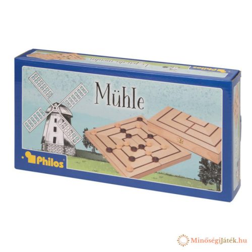 Malom játék – összecsukható fa dobozban – 29x29 cm - XXL