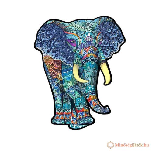 Puzzle, fa – 150 db-os – A4 méretű színes elefánt