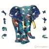 Puzzle, fa – 150 db-os – A4 méretű színes elefánt